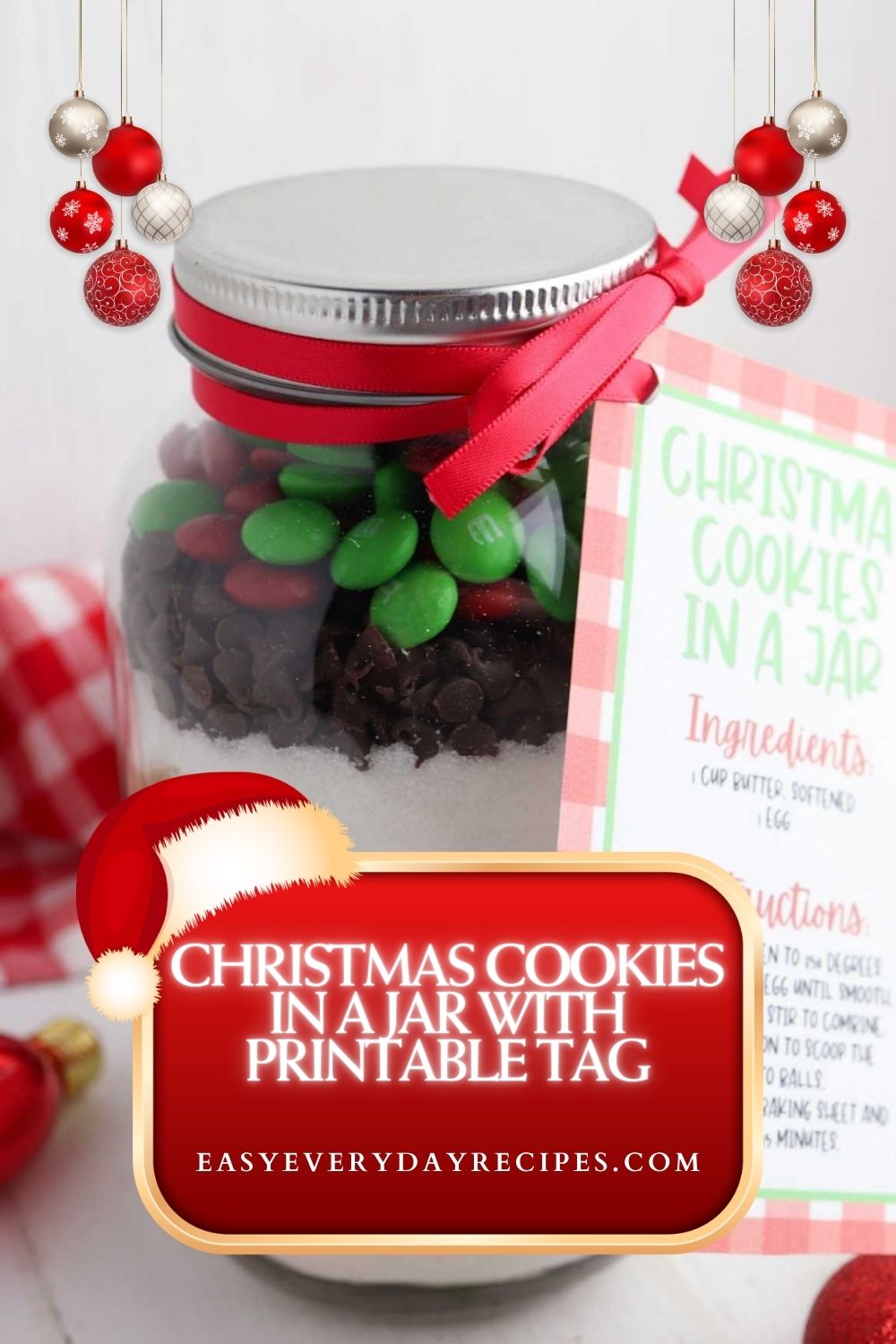 Christmas Cookies in a Jar with Printable Tag 23 Christmas Cookies in a Jar with Printable Tag pin 1