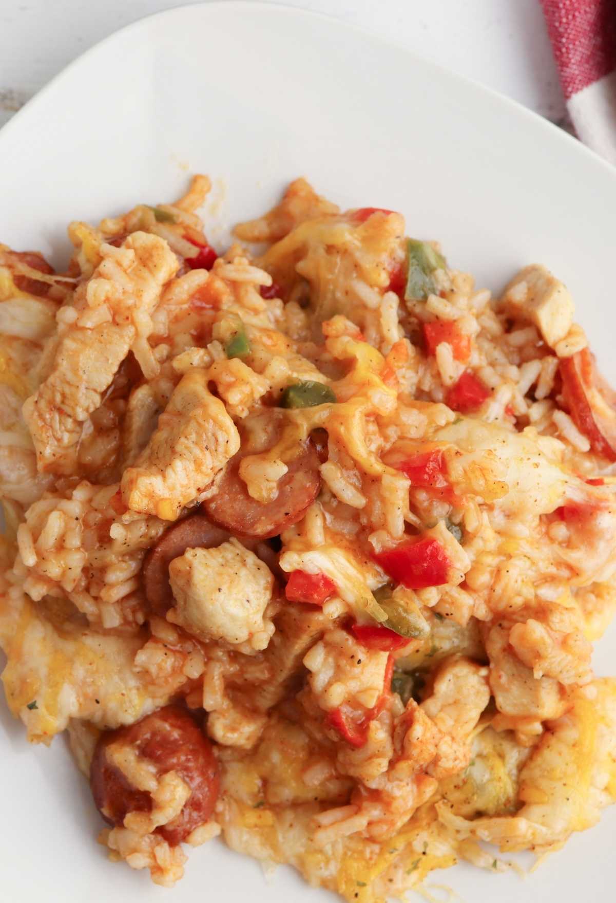 Cheesy Sausage And Chicken Jambalaya Casserole Recipe Easy Everyday