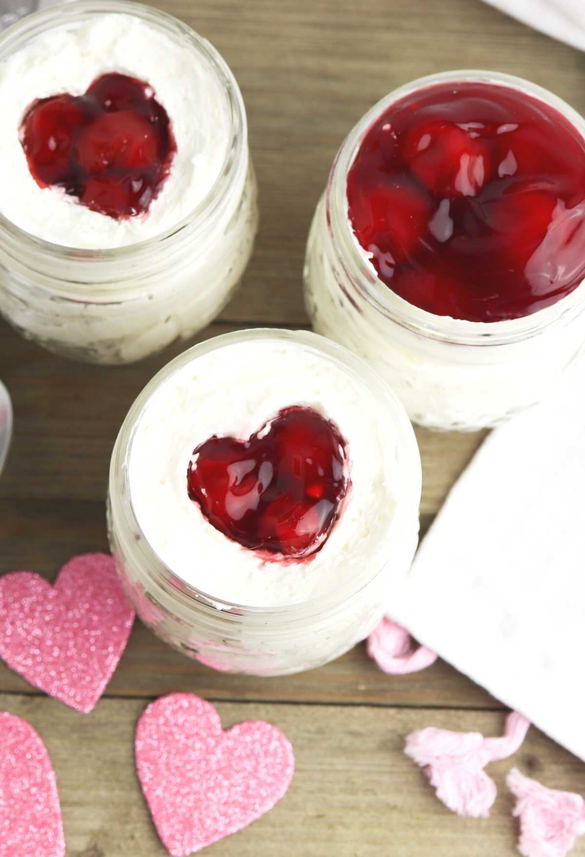 No-Bake Cherry Cheesecake Jars