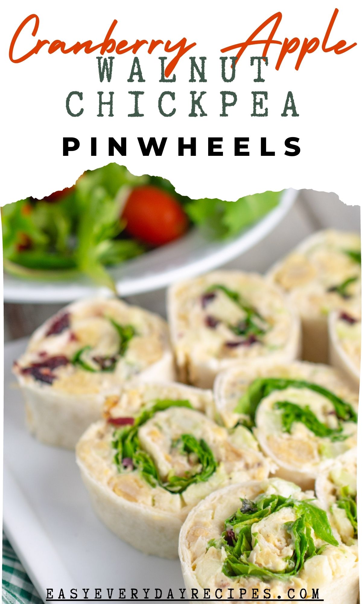 Cranberry Walnut Chickpea Salad Pinwheels