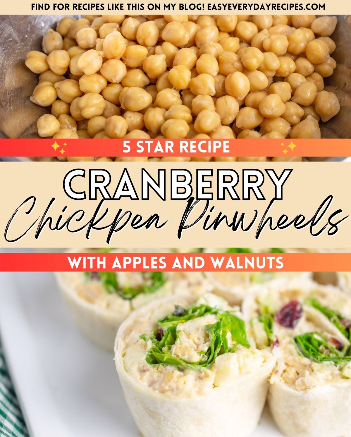Cranberry Walnut Chickpea Salad Pinwheels 