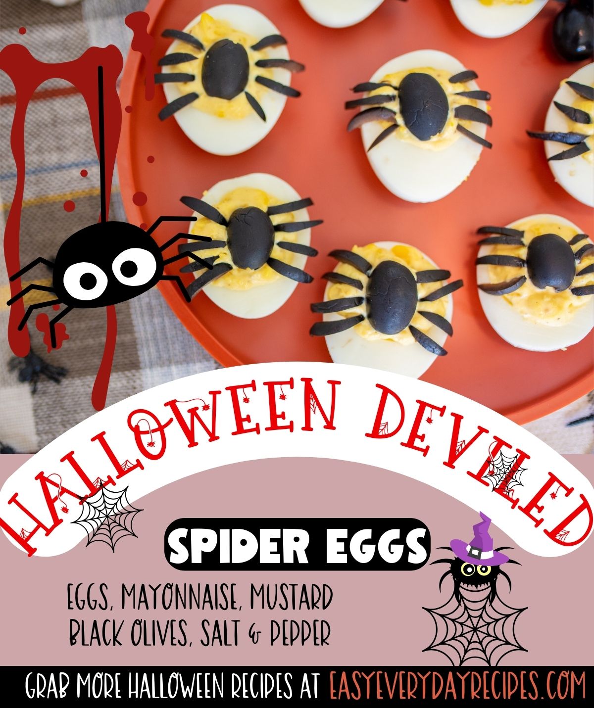 Halloween deviled spider eggs.