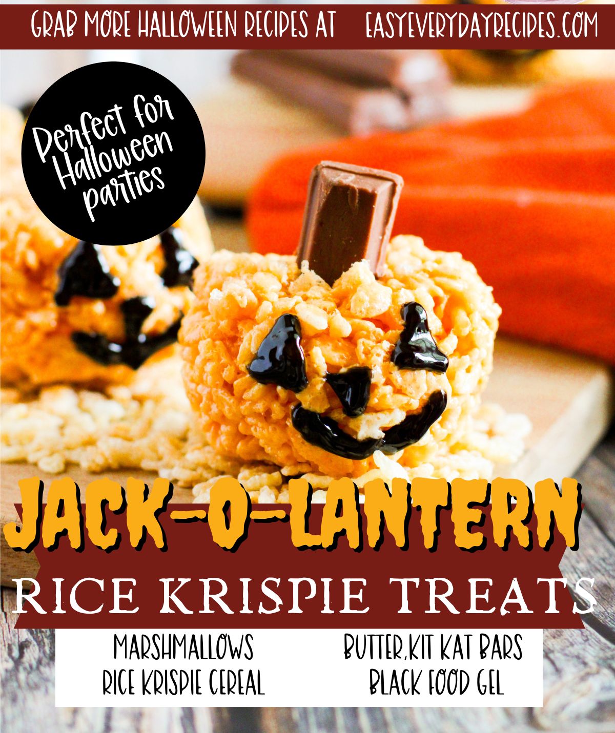 Jack o lantern rice krispie treat.