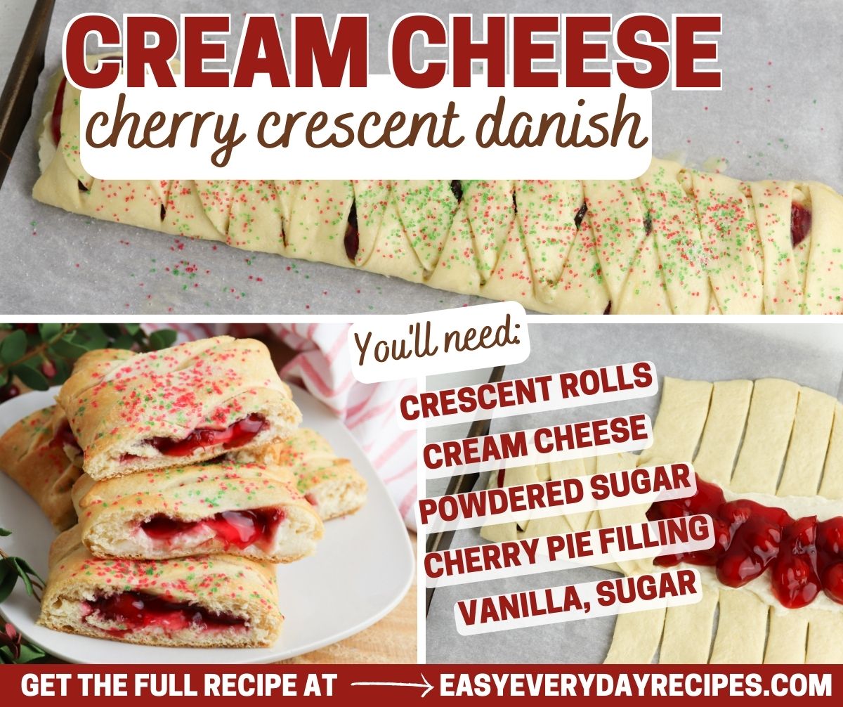 Cream cheese cherry crescent danish.