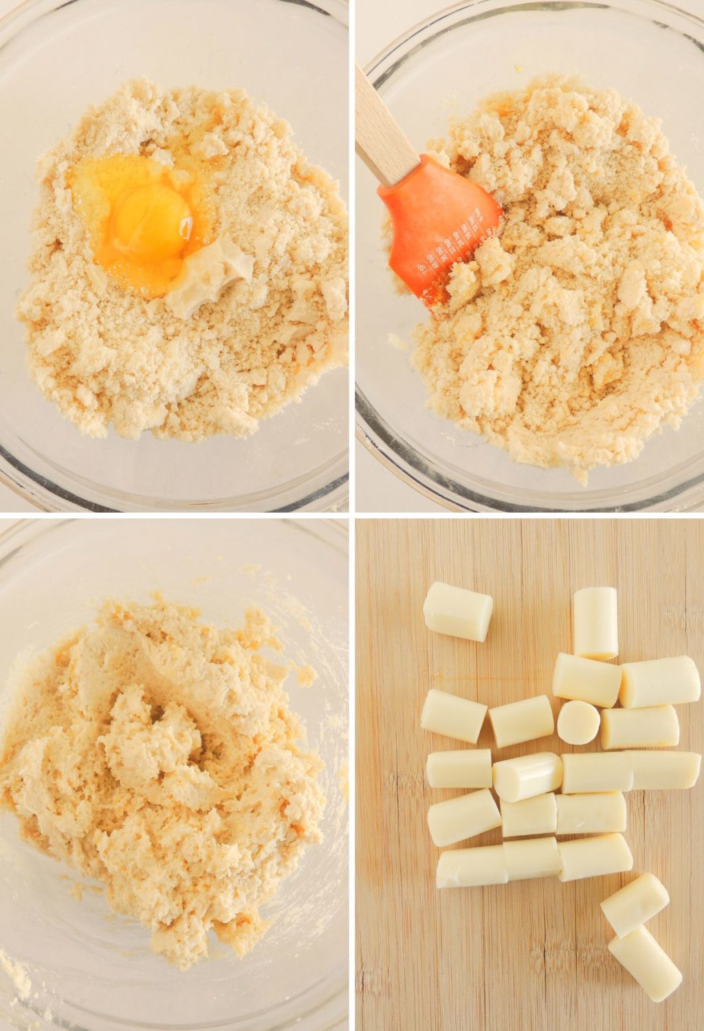 A series of photos showing how to make a cookie dough.