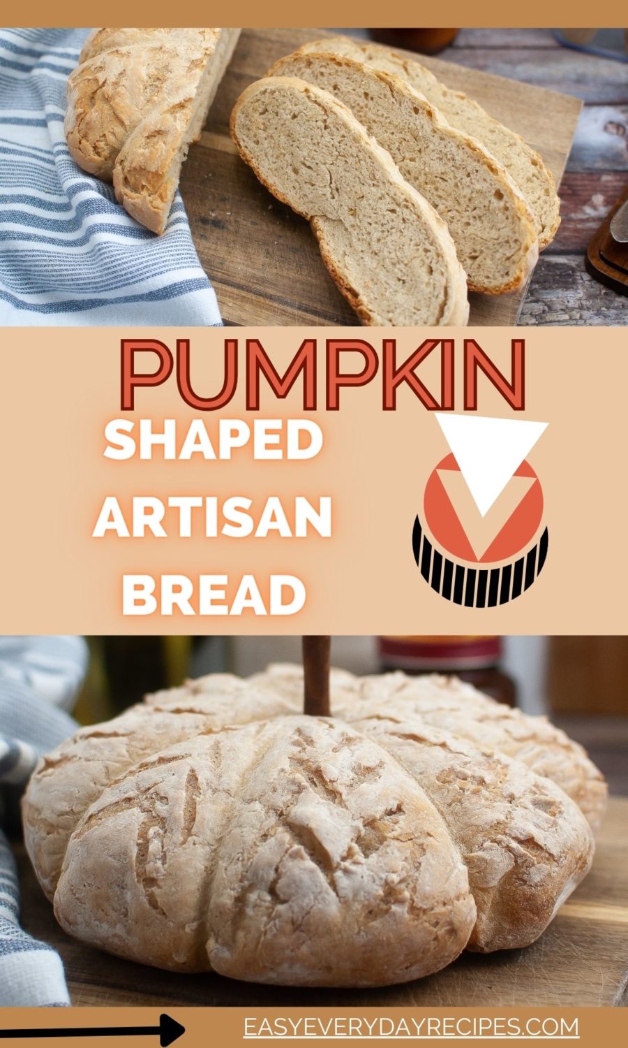 Pumpkin shaped artisan bread.