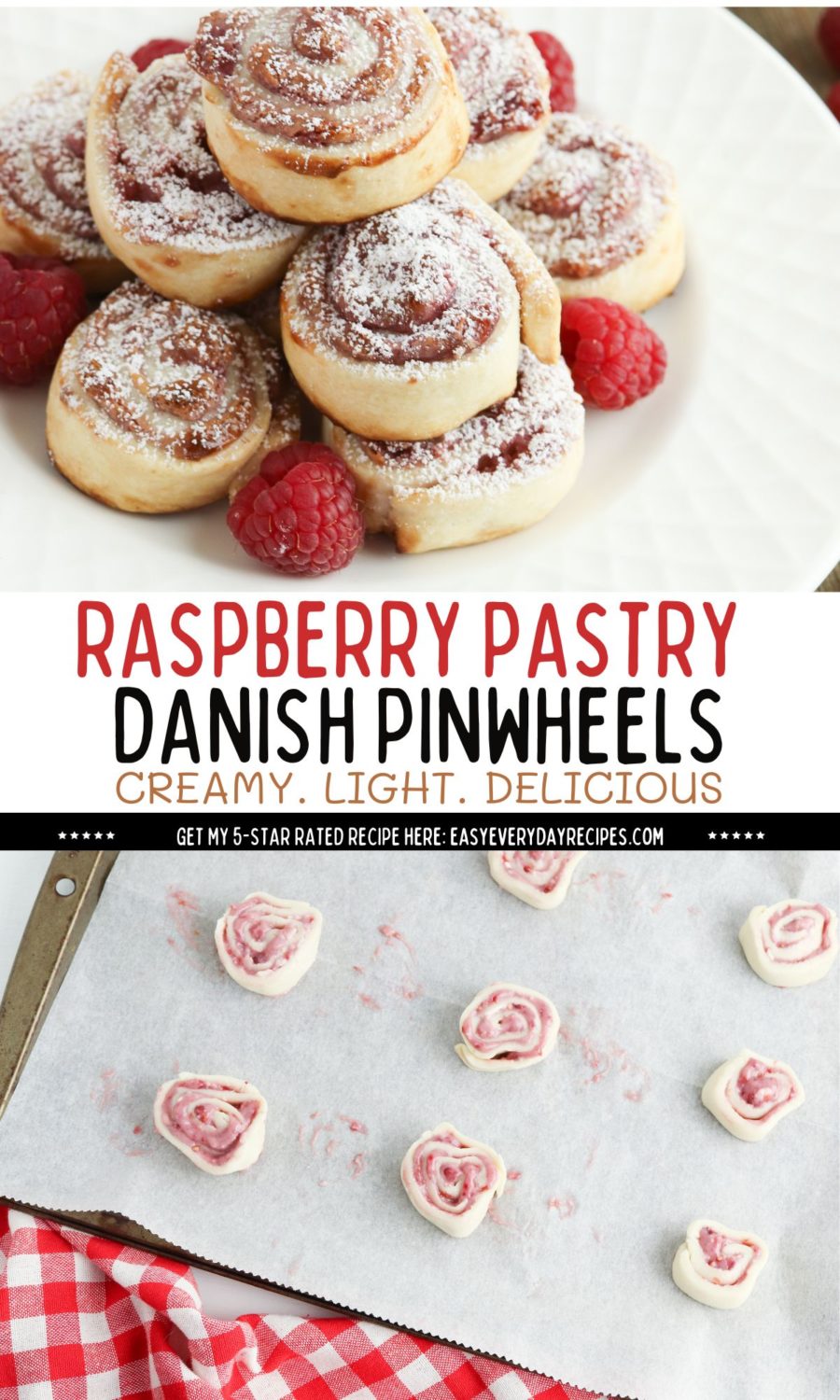 Raspberry pastry danish pinwheels.