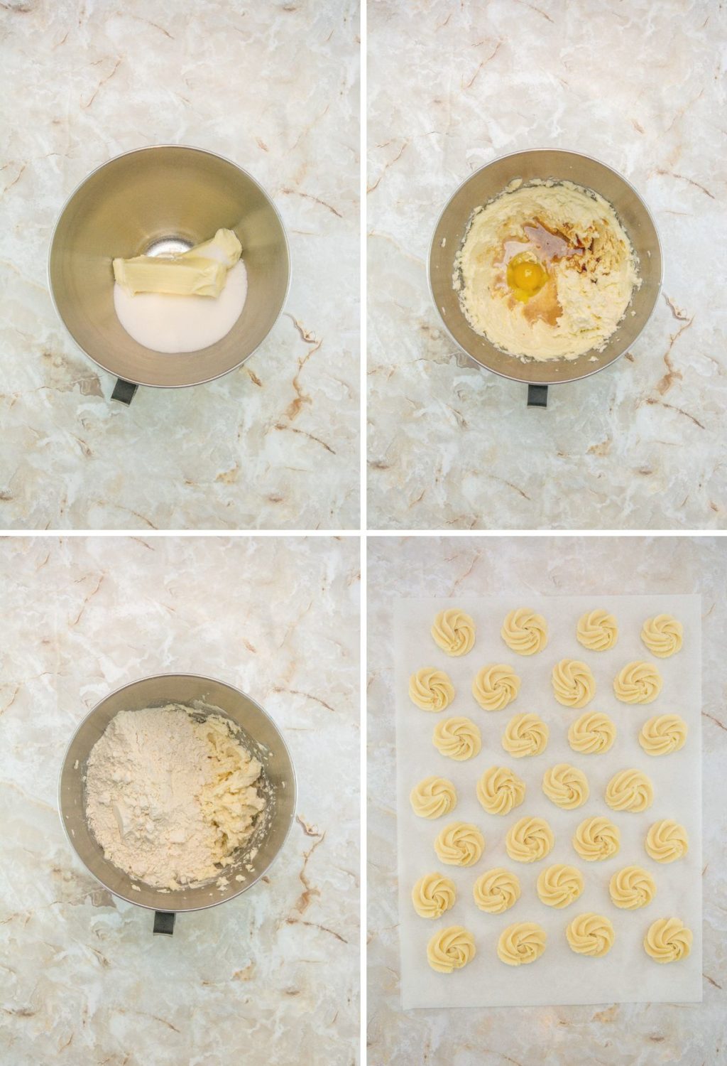 A series of photos showing the process of making cookies.