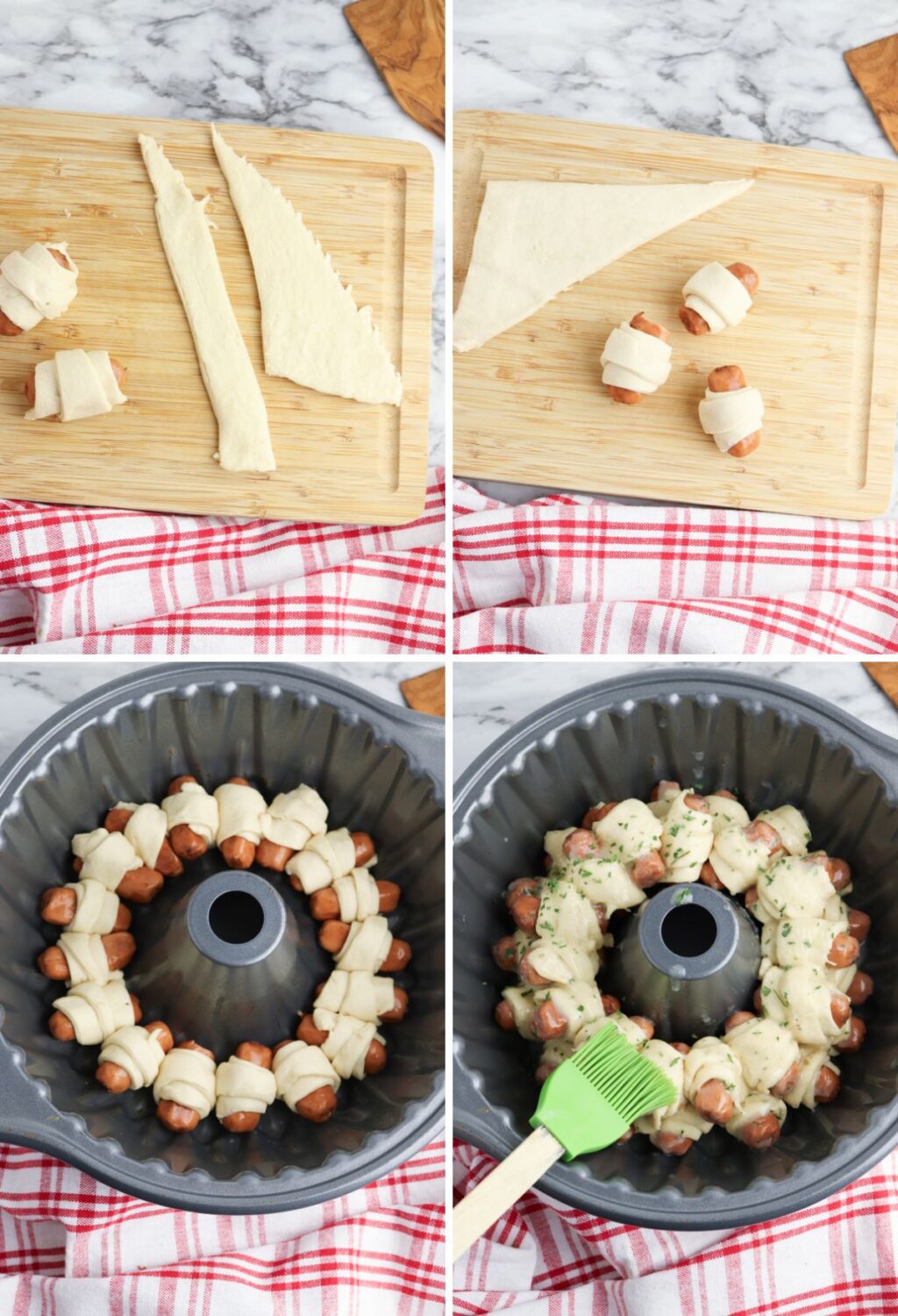 How to make a hot dog wreath in a muffin tin.
