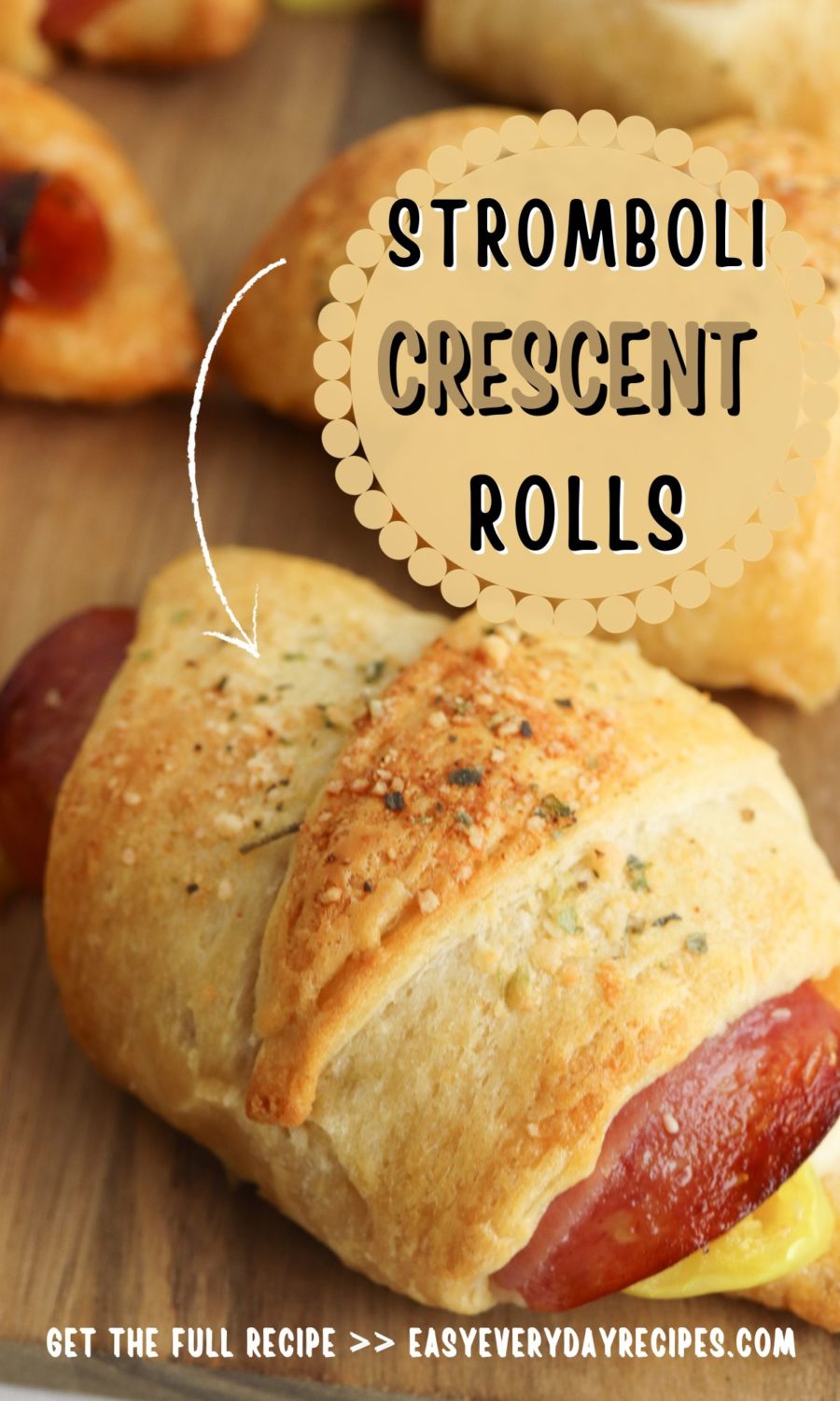 Stromboli crescent rolls with the text stromboli crescent rolls.