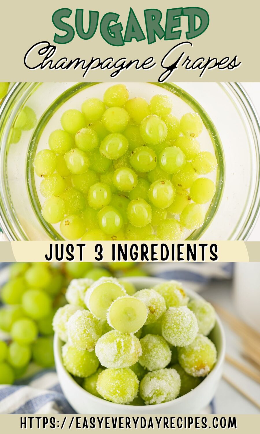 Sugared champagne grapes just 3 ingredients.