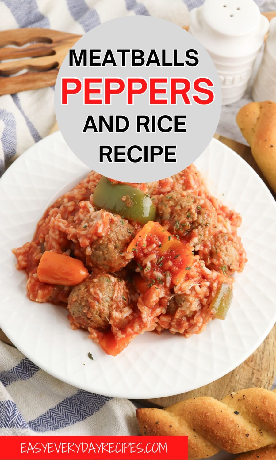 Meatballs peppers and rice recipe.