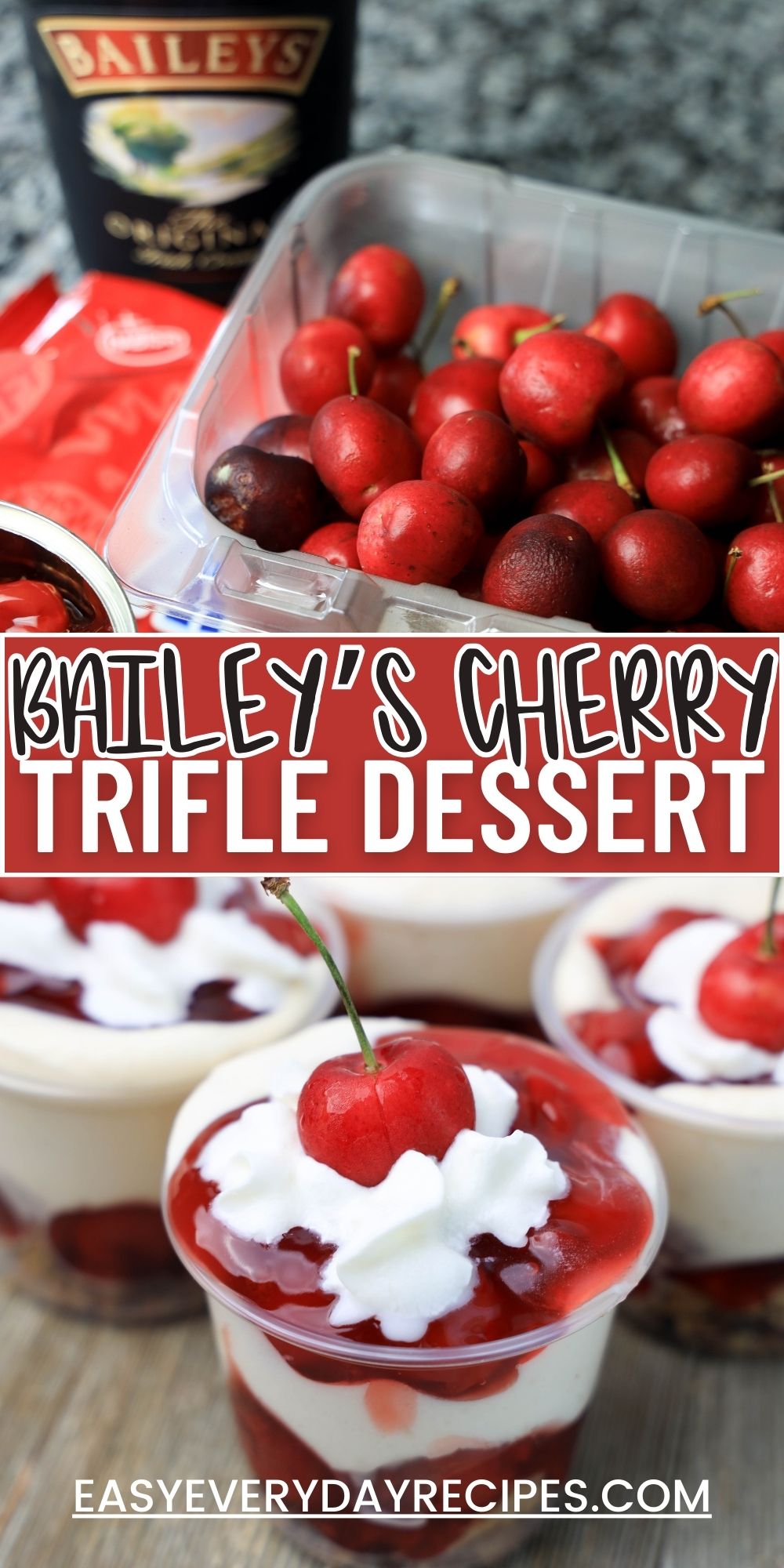A group of desserts with cherries in a plastic container.