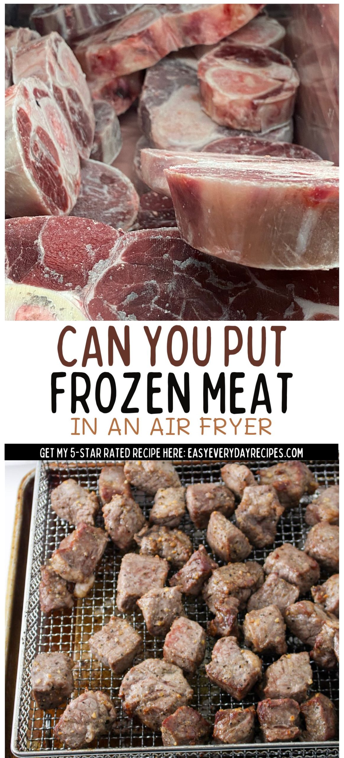 A collage of frozen meat.