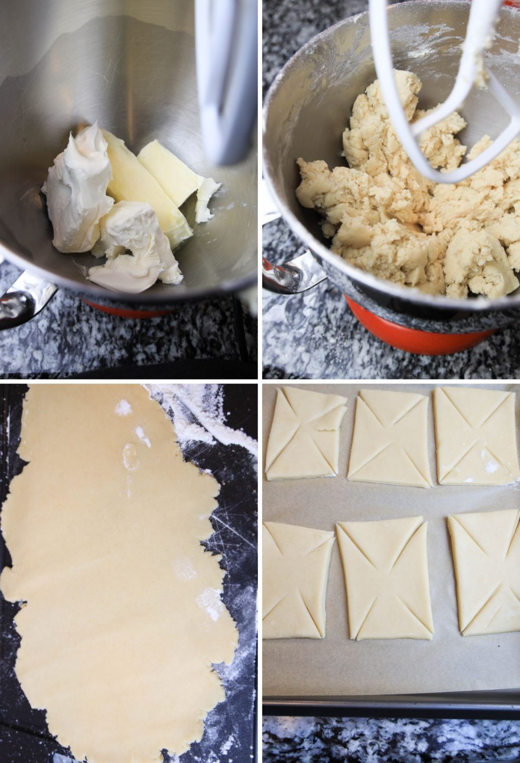 A series of photos showing the process of making cookies.