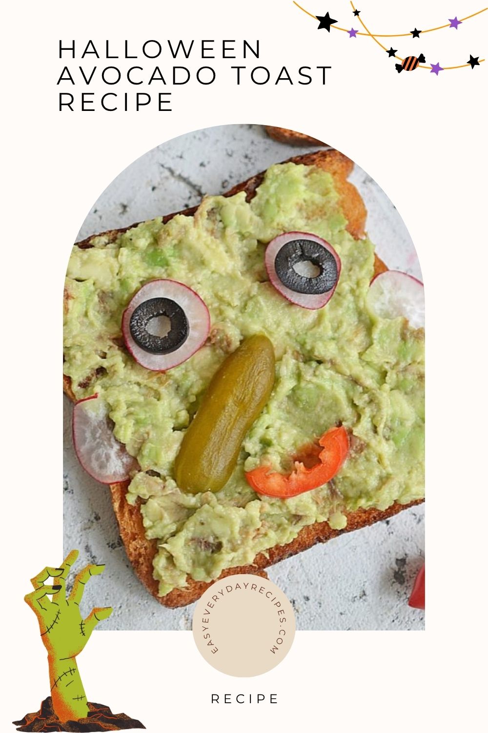 Halloween Avocado Toast Recipe pin 2