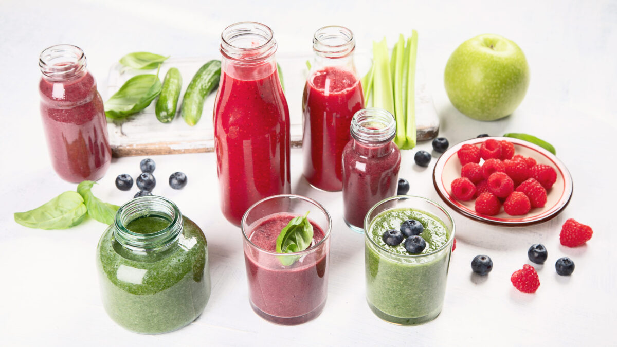 9 Food Myths That Need to Be Debunked 4 Fresh fruit and vegetables smoothies in glass bottles. Healthy diet and detox concept