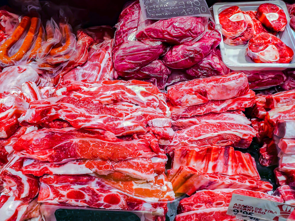 10 Fast Food Fails That Will Make You Think Twice Before Ordering 1 Large chunks of fresh steaks and other meat products at the farmers market. Rich selection of meal cooking for dinner and meat high protein dinner concept