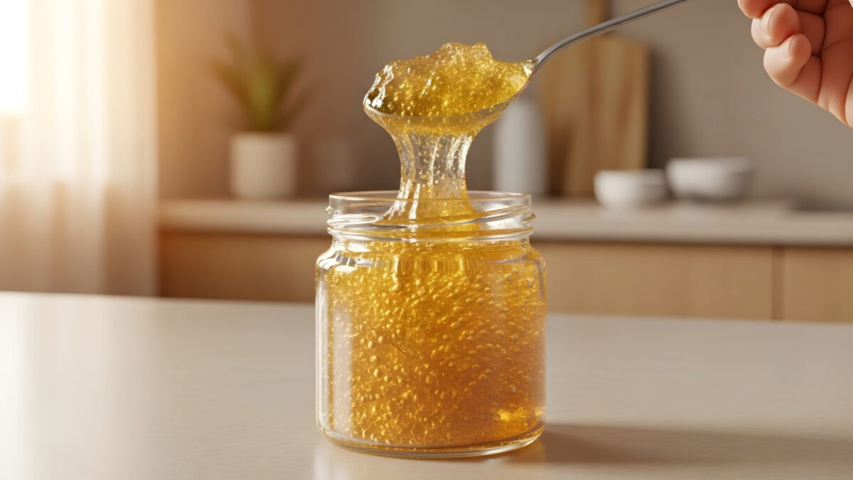 Foods That Should Never Be Refrigerated 2 Delicious showing golden honey with small spheres dripping from a metal spoon into a glass jar...