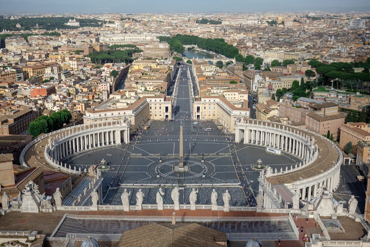 10 Facts About the Pope That Will Astonish You 1 Stunning aerial view of St. Peter's Square in Vatican City, showcasing iconic architecture.