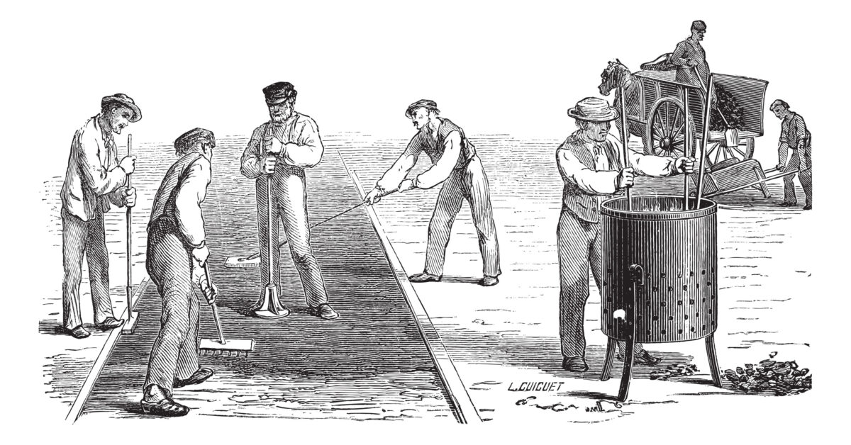 road workers doing asphalt