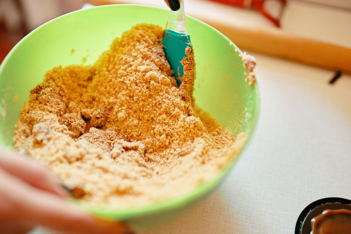 Cooking. Preparation of dough in a bowl.