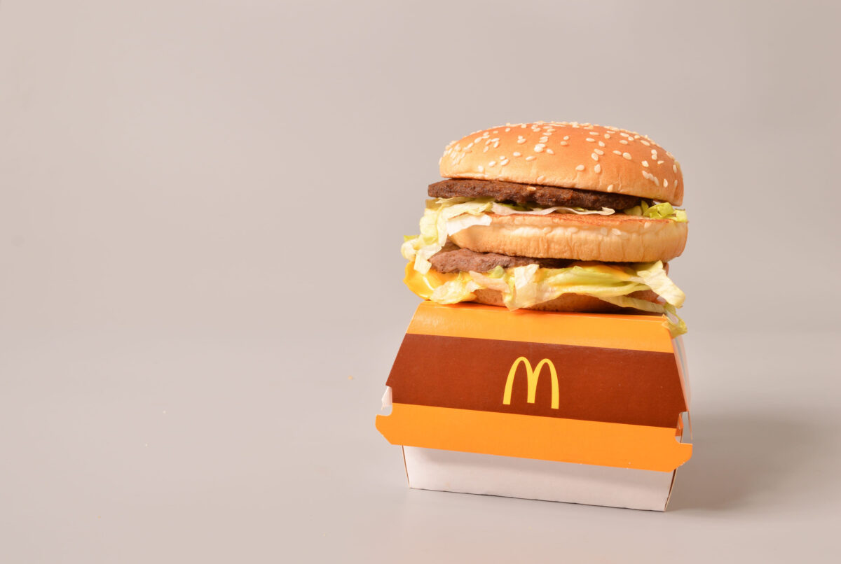 Klang, Malaysia : June 24, 2021- Big Mac burger on burger box. Copy space.