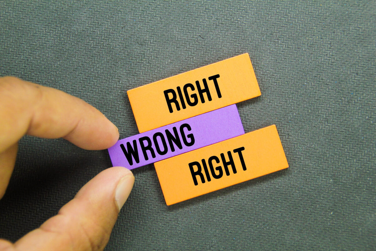 colored boards with the correct word and one wrong and correct word separated