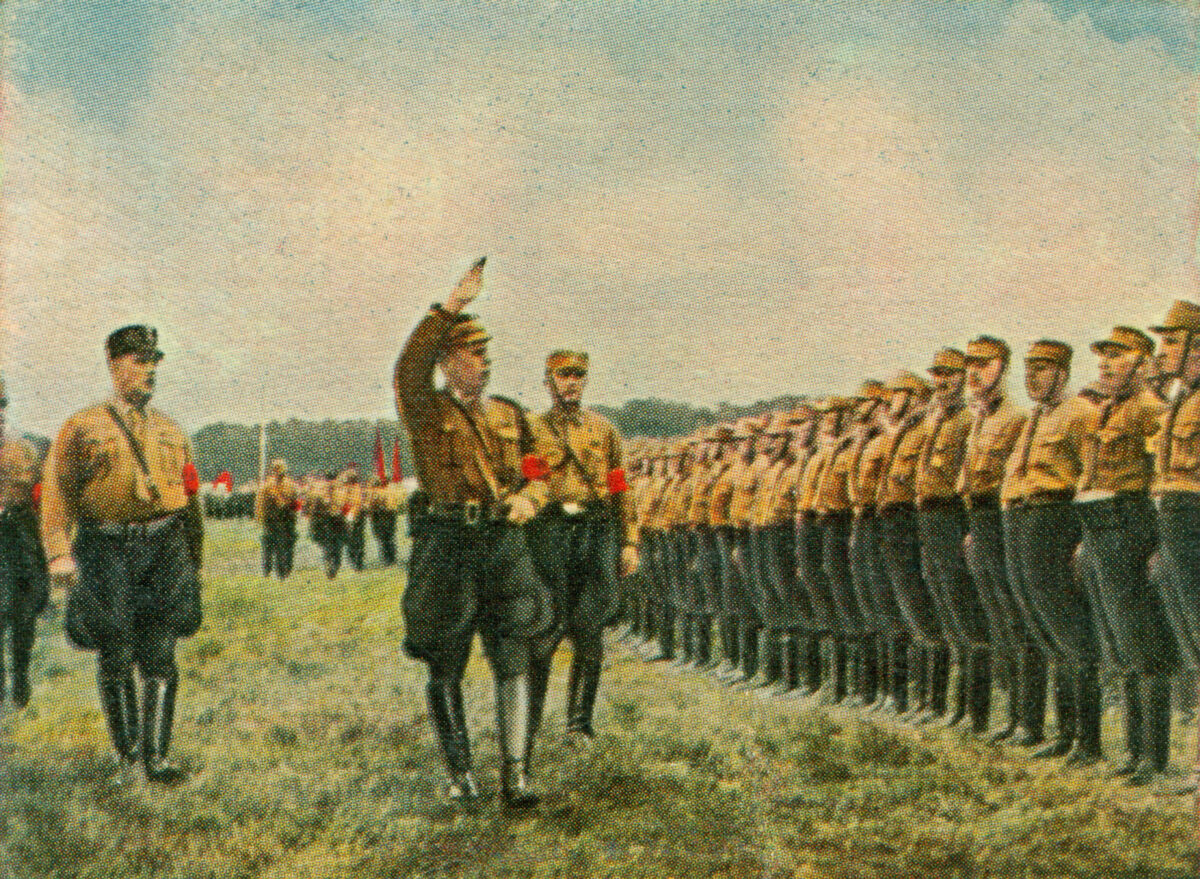 8 Leaders Who Wanted Worship, Not Respect 2 CIRCA 1933: Rare German vintage cigarette card from the 1933 Kampf ums dritte Reich album, Picture 108.