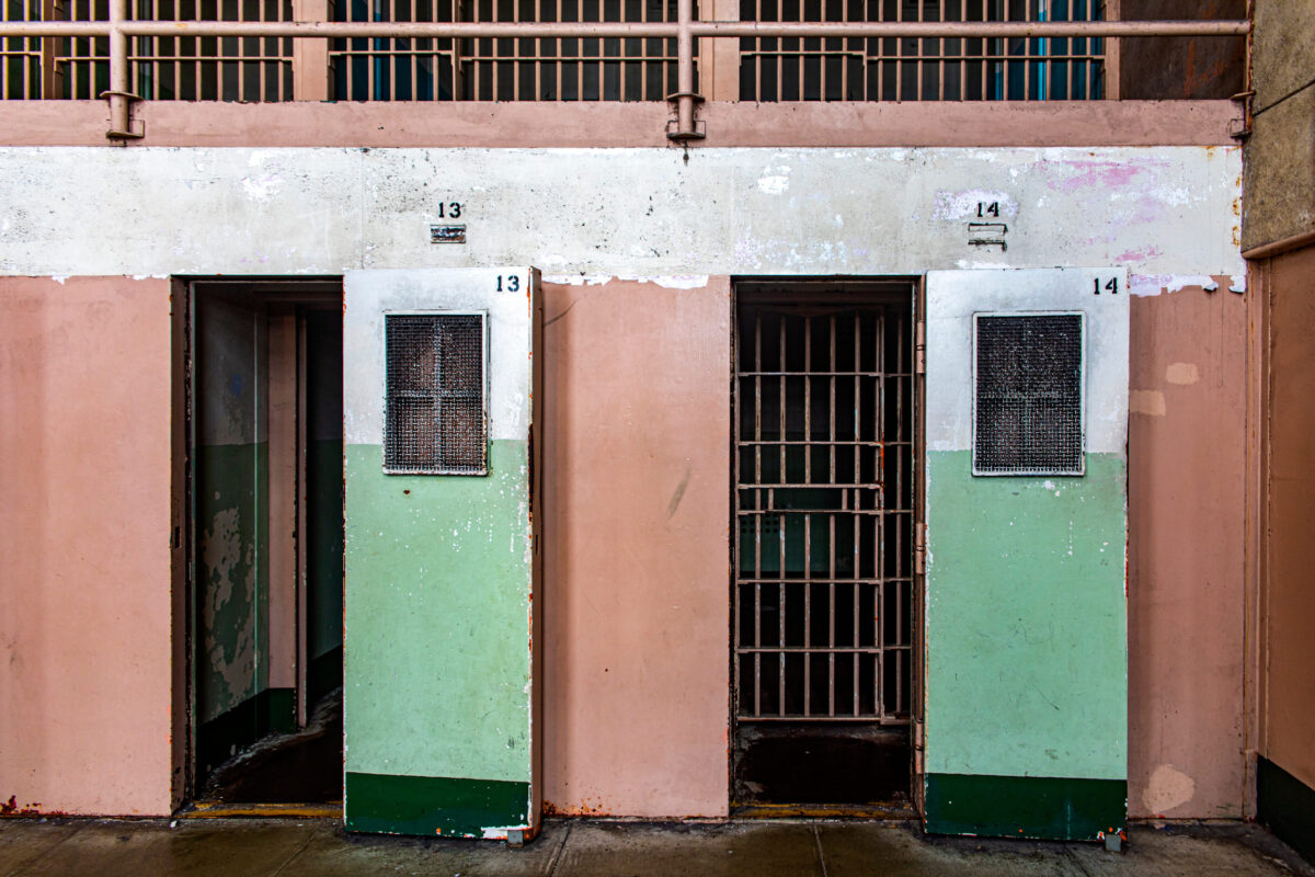 10 Scariest Prisons in the U.S. 2 Punishment and maximum security cells of the Alcatraz federal prison located in the middle of the San Francisco bay, in the state of California, USA. Jail concept.