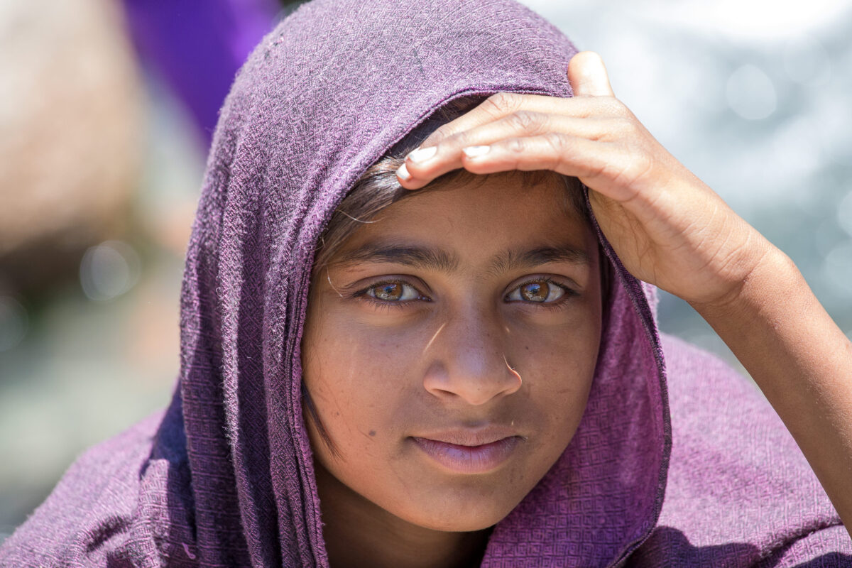 MANALI, INDIA, 16 SEPTEMBER 2014: Unidentified local young girl, outdoor in Manali . The majority of the local population are descendant of Tibetan.
