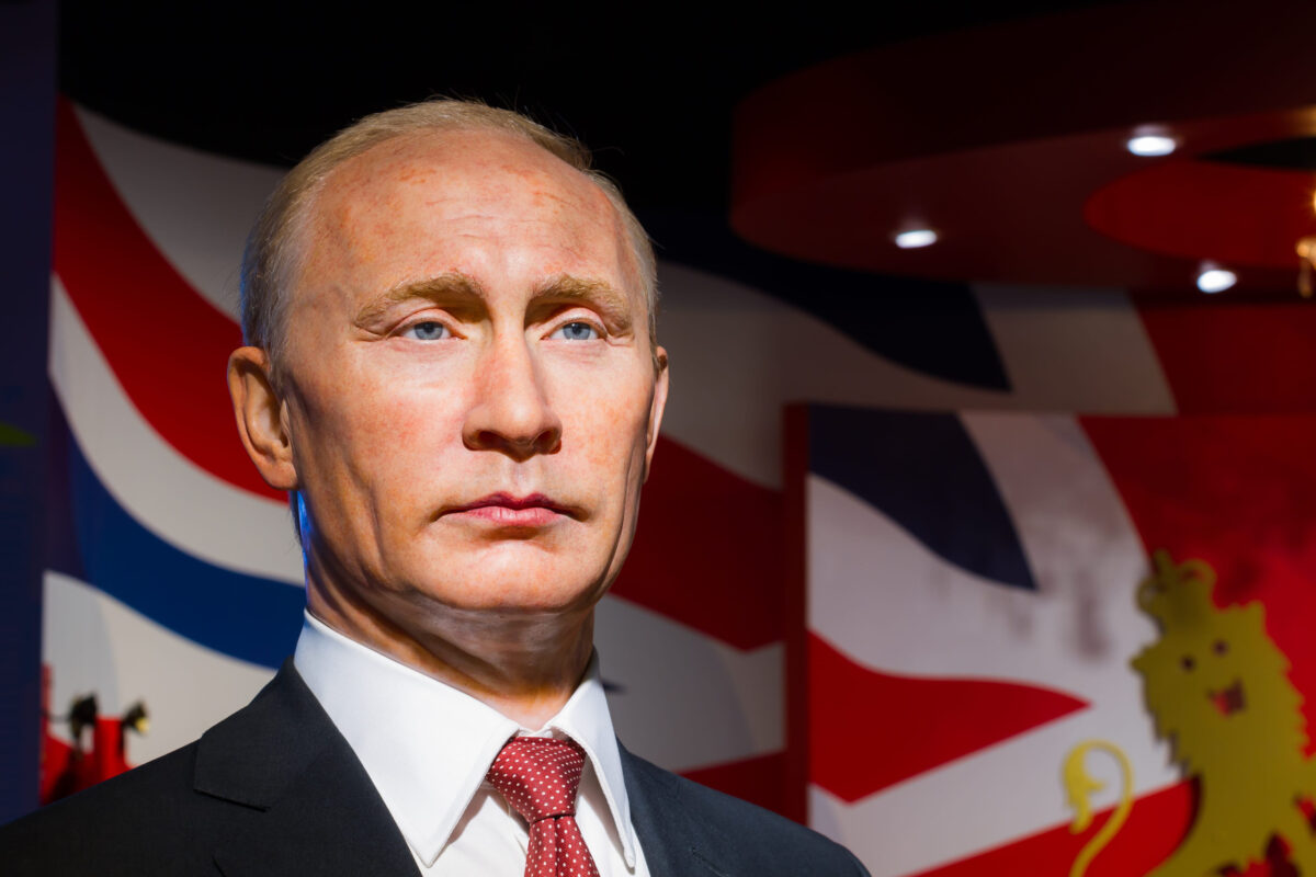 BANGKOK, THAILAND - DECEMBER 19: Wax figure of the famous Vladimir Putin from Madame Tussauds on December 19, 2015 in Bangkok, Thailand