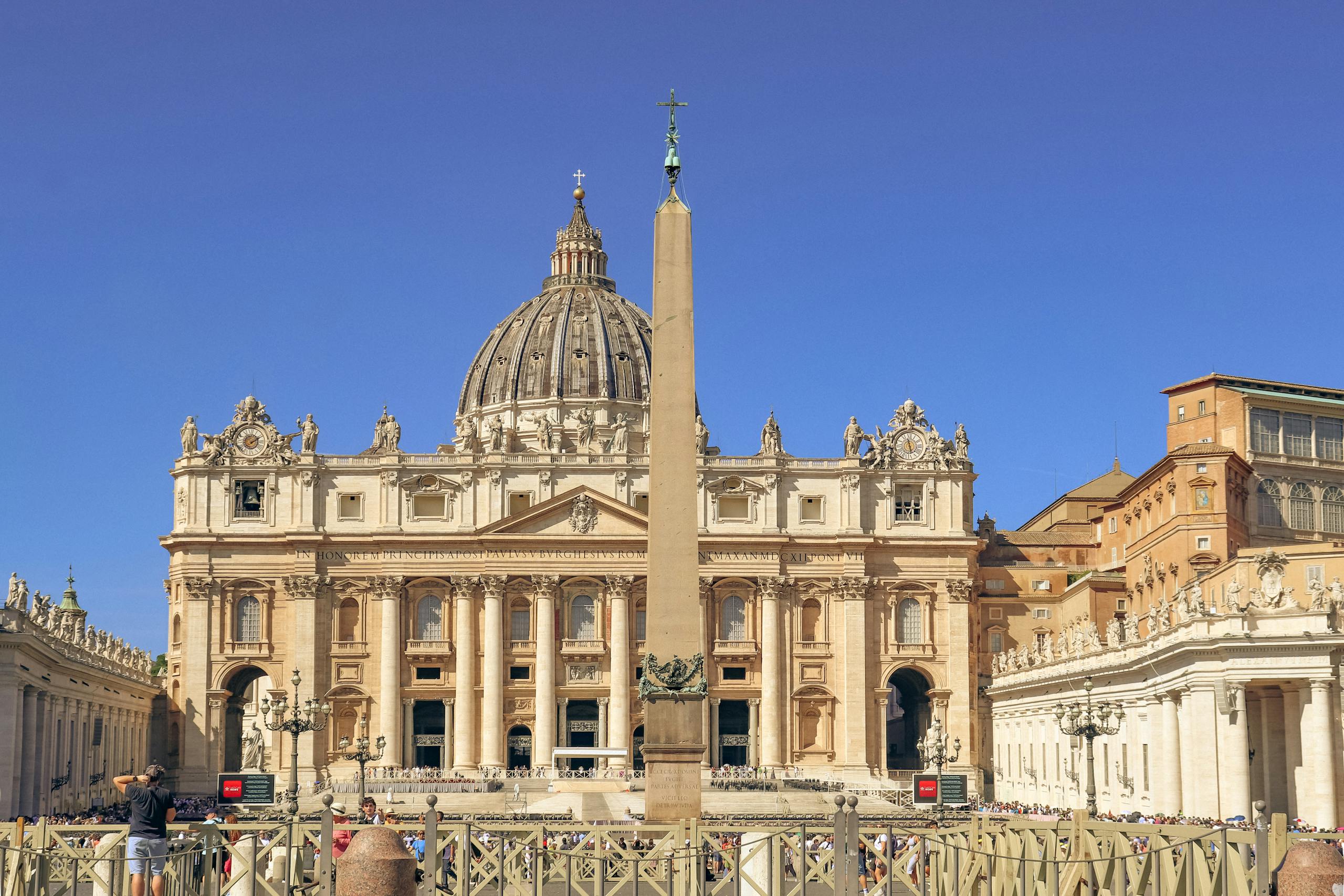 7 Ways Trump’s Feud With Pope Leo Turned Rubio’s Vatican Visit Into a Diplomatic Headache 4 St. Peter's Basilica with central obelisk under a clear blue sky in Vatican City.
