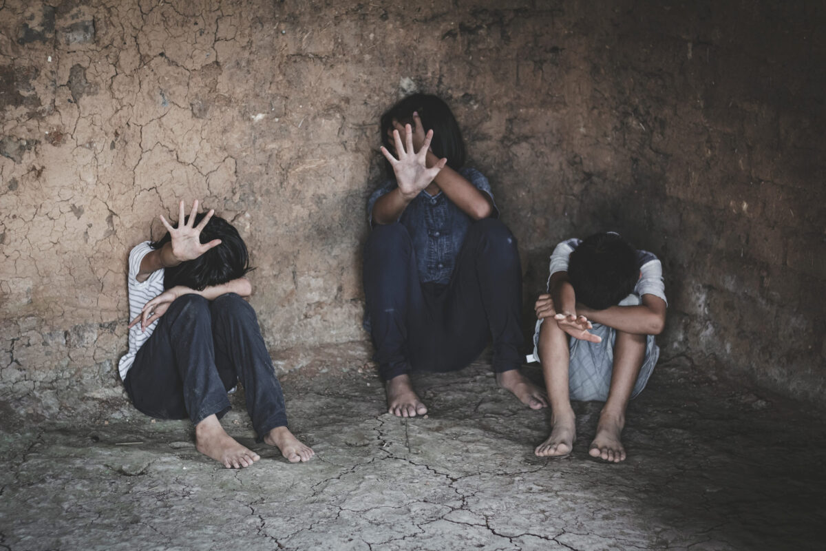 Stop trafficking concept, human rights violations, children prison and prisoner concept,
