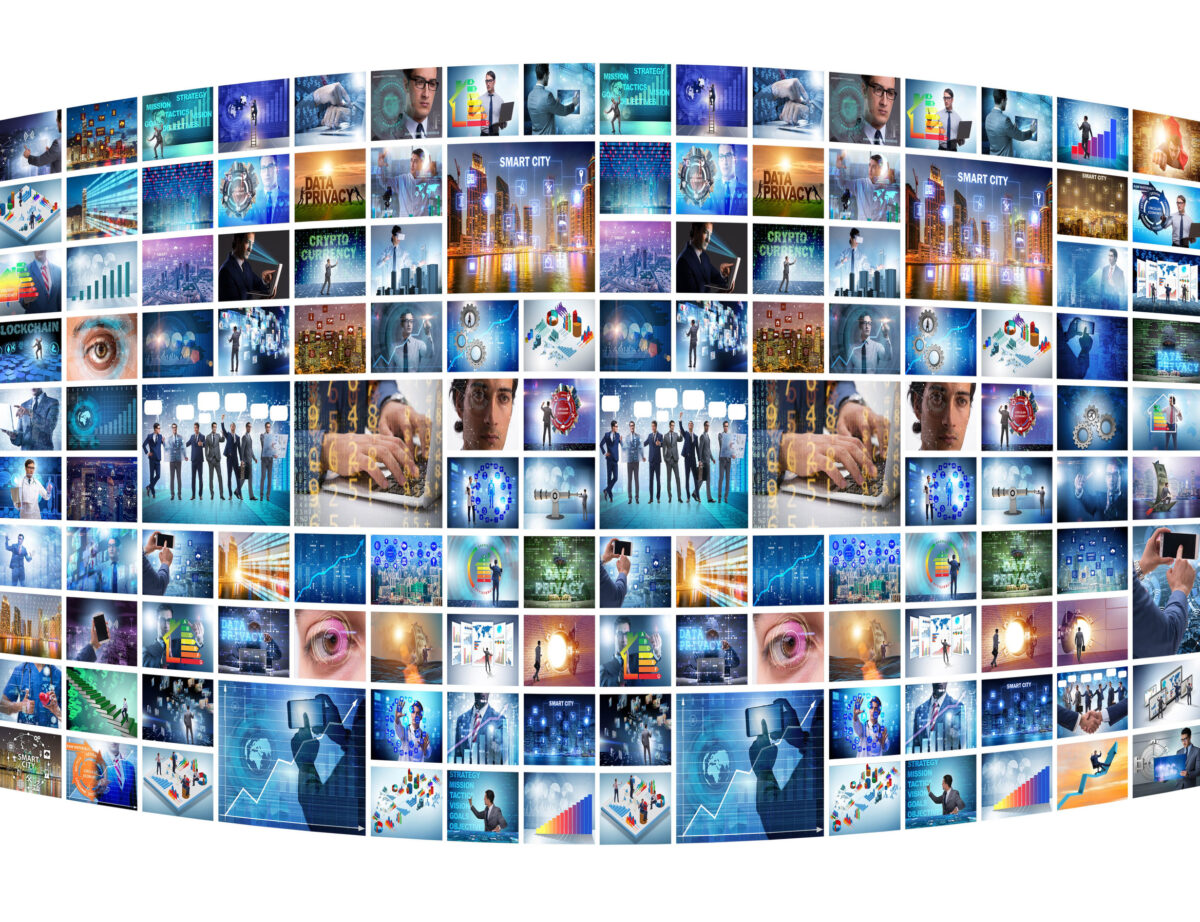 The collage of various business concepts