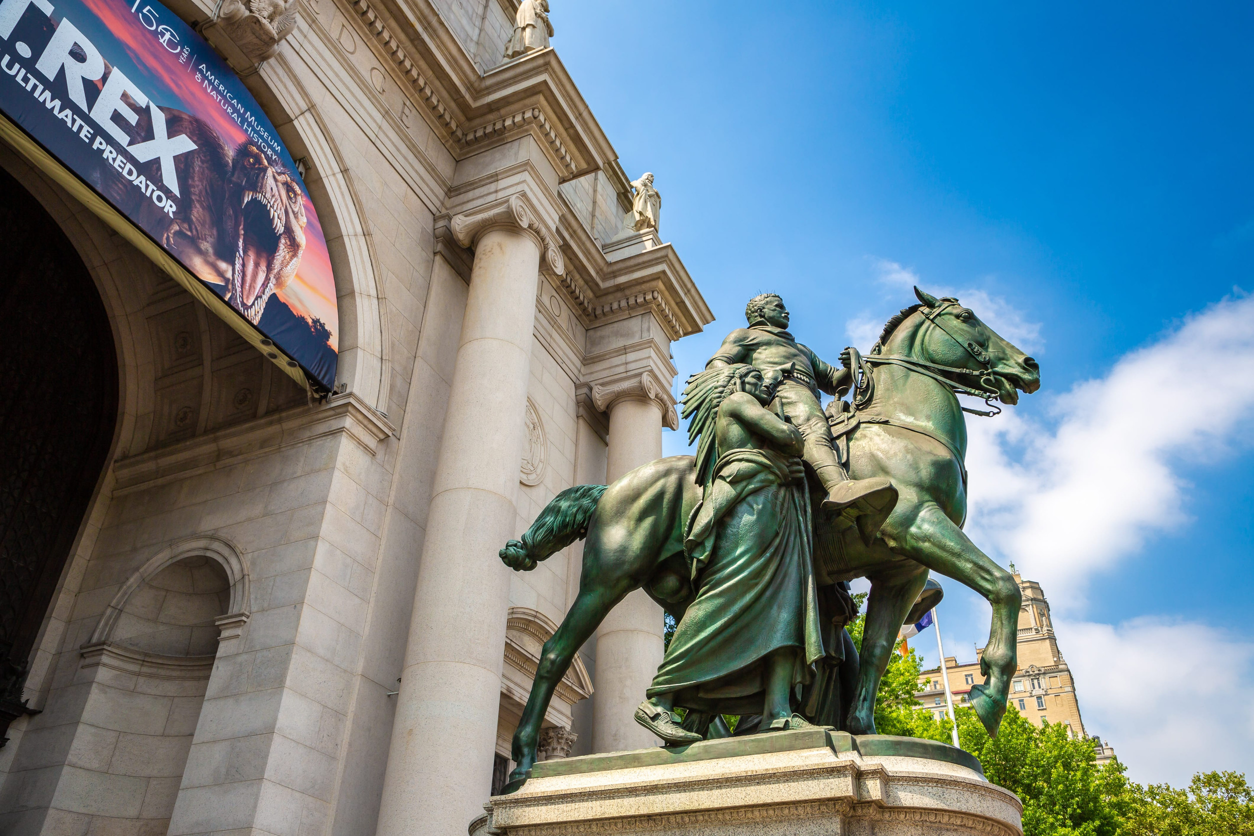 NEW YORK CITY, USA - MARCH 15, 2020: Theodore Roosevelt Statue at American Museum of Natural History in New York City, NY, USA