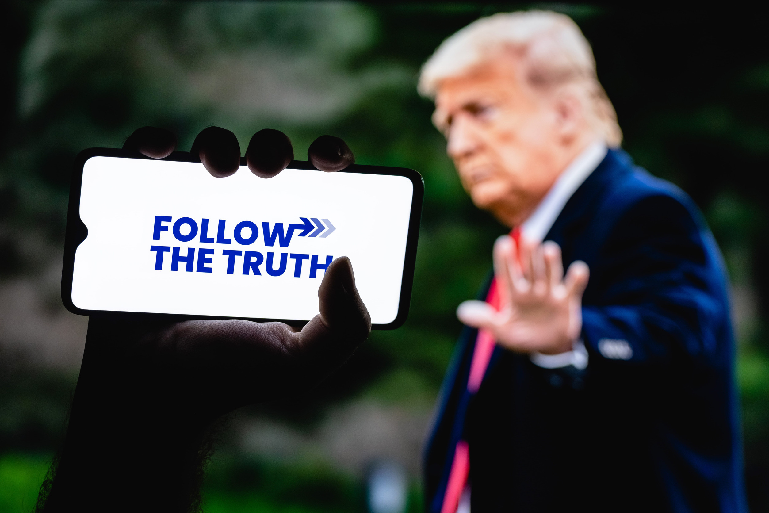 Kazan, Russia - Oct 21, 2021: Trump announced the launch of his own social network TRUTH Social.