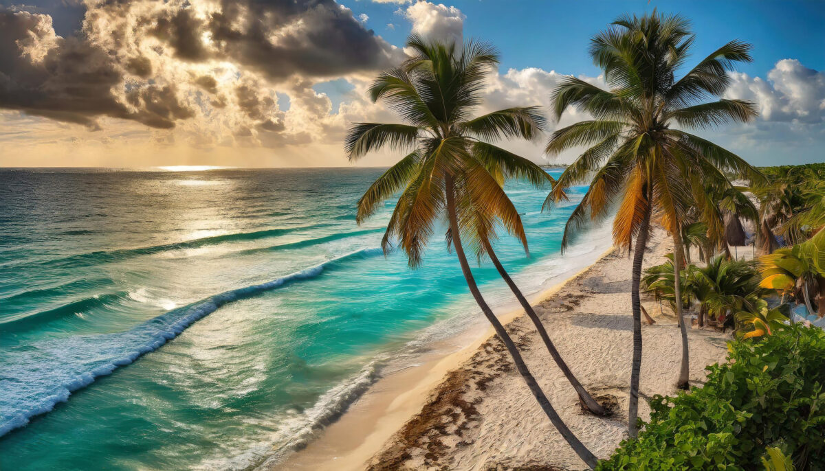 1,700 Tourists Evacuated From Dominican Republic Beach Hotel Fire, Leaving One Death Behind 1 Elevated view on palm trees in summer on the beach with white sand and blue water on paradise island