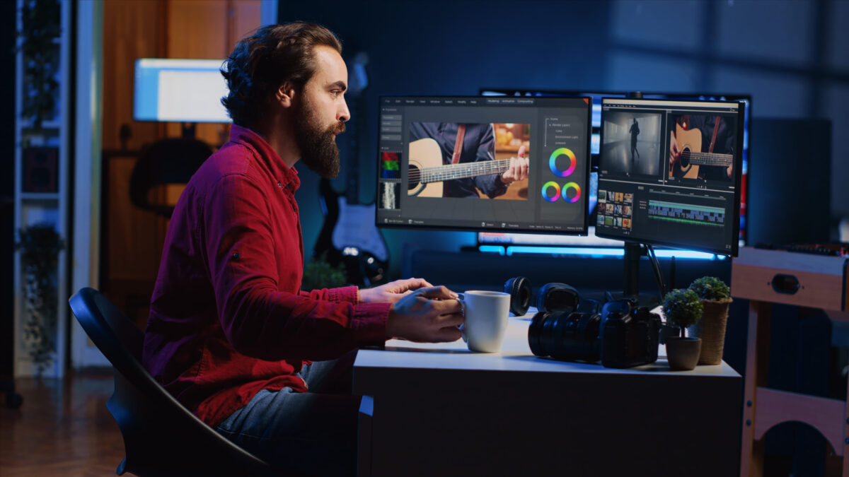 11 Reasons Why Viral Recipes Fail And How We Waste Ingredients 4 Video editor starting work on film montage, using specialized software applications on PC. Freelancer arriving in personal studio with cup of coffee, preparing to cut project footage