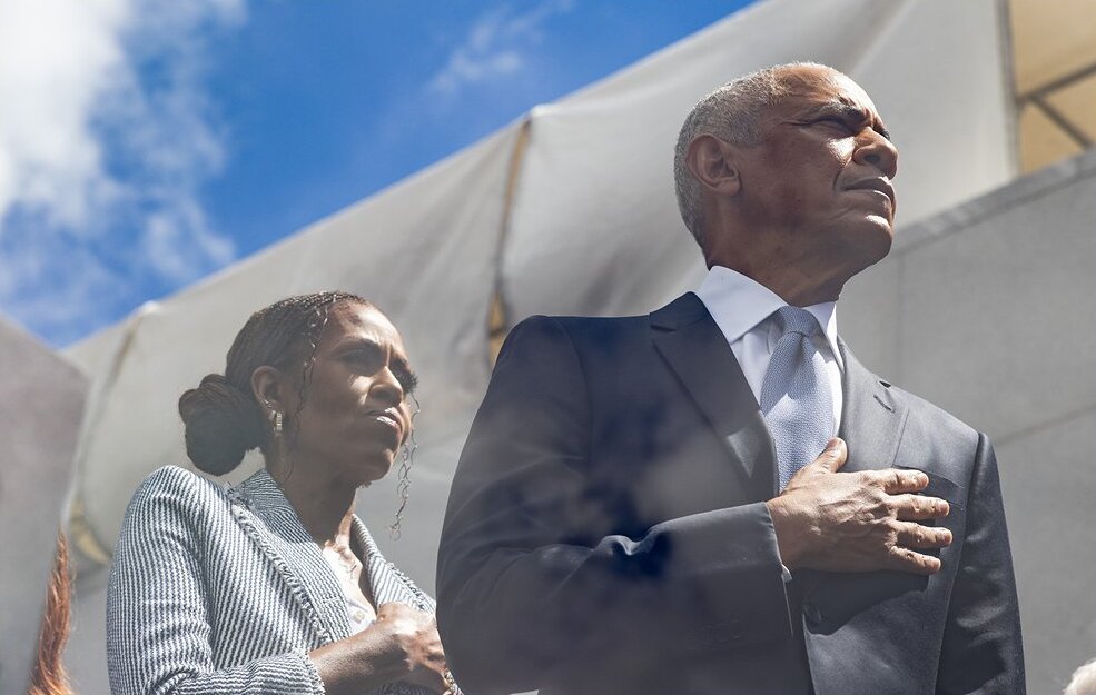 Obama Center’s Bold Chicago Tower Opens a Bigger Fight Over Taste, Legacy, and Who Gets to Define a President 1 Barack and Michelle Obama at the Grand Opening of the Barack Obama Presidential Center HLMw DSW0AAMC5v cropped2