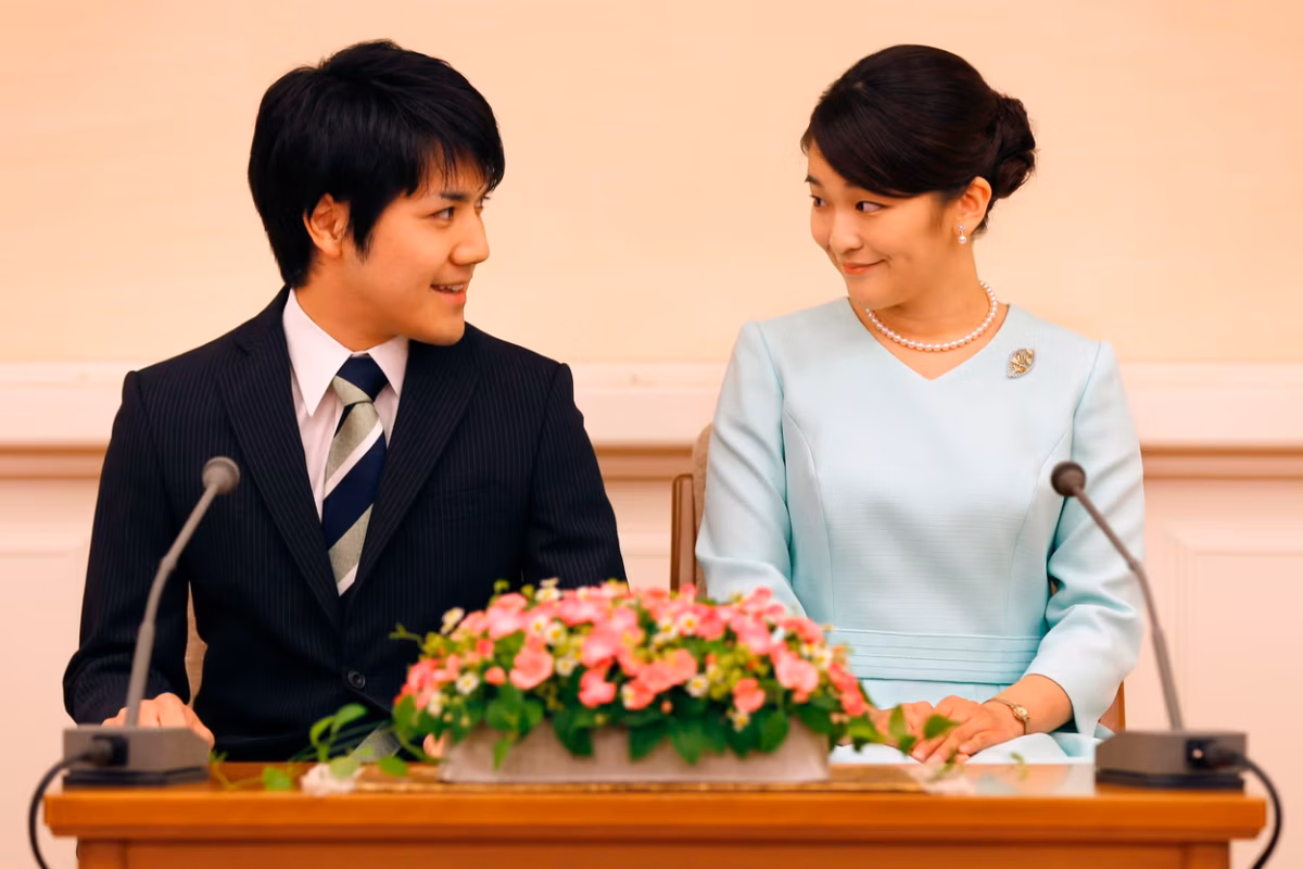 Princess Mako and Kei Komuro during a press conference to announce their engagement in September 2017 