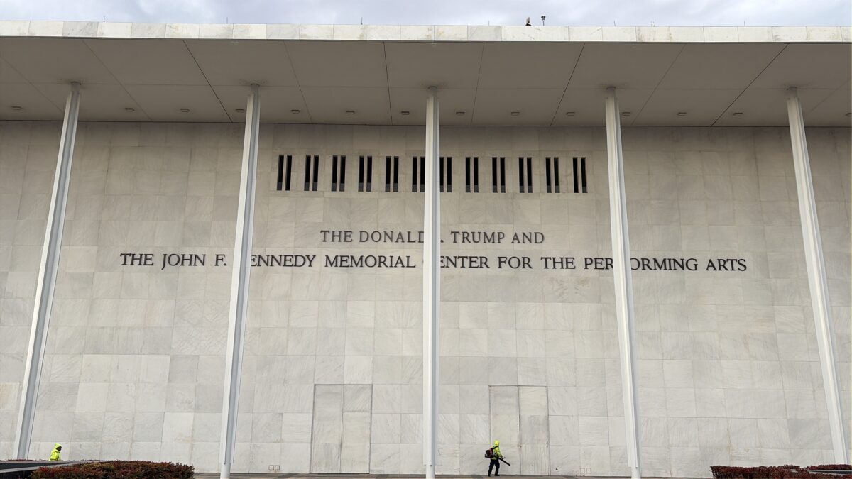 Trump’s Kennedy Center Rebrand Backfires as His Name Is Scrubbed From the Website 2 Trump Kennedy Center sign 02