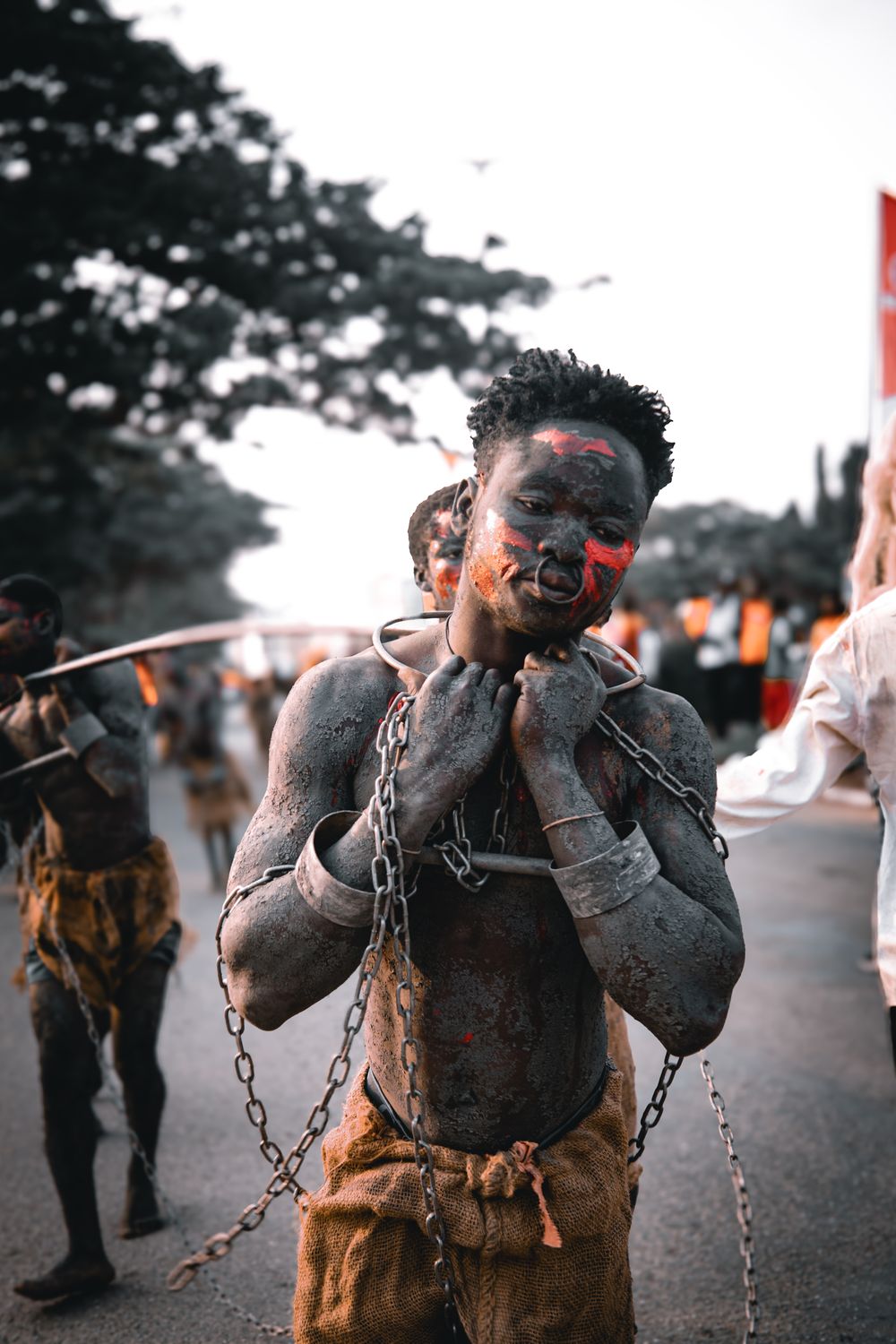 A traditional cultural performance in Cape Coast, Ghana, showcasing local heritage and artistry.