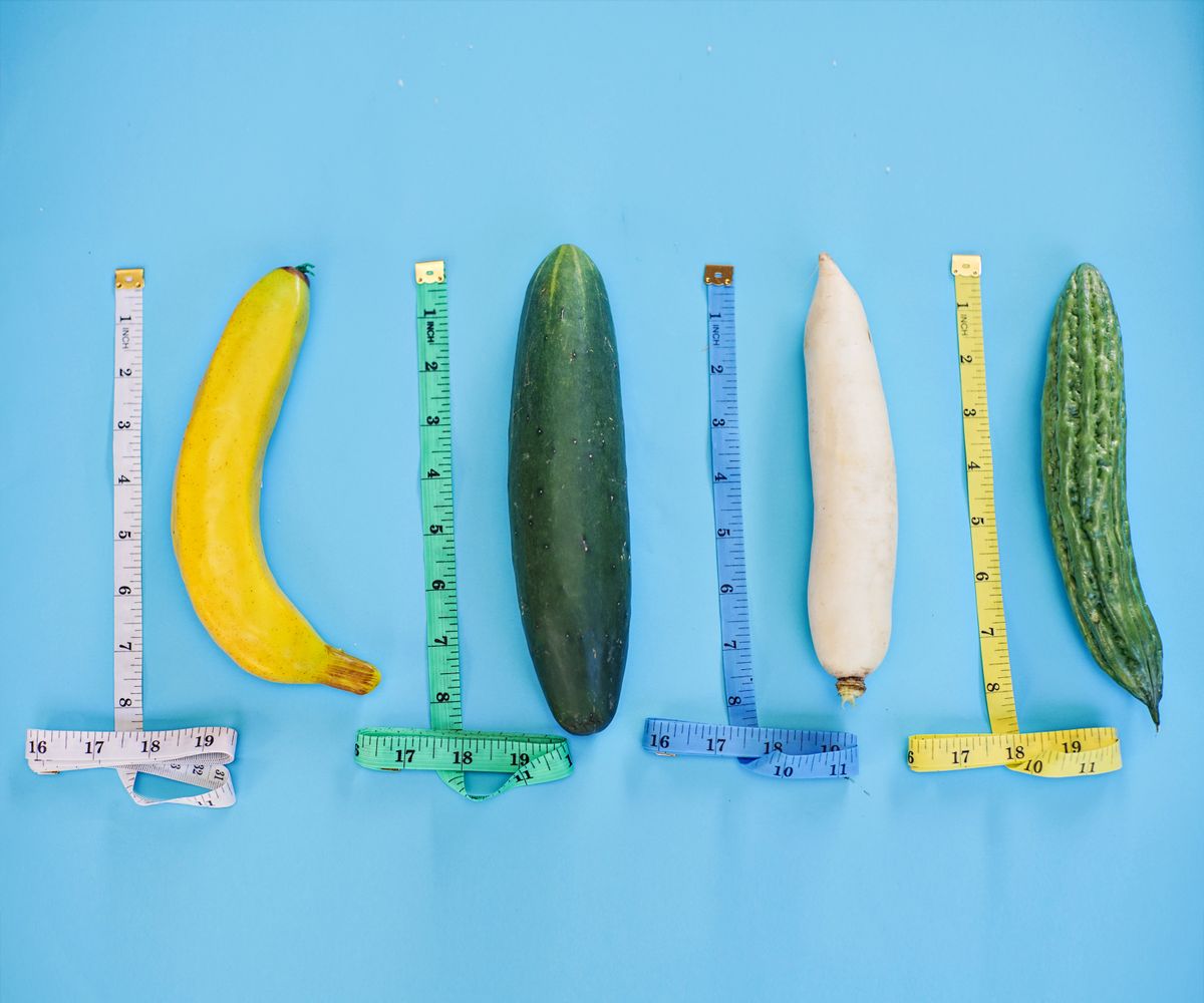 12 Things Parents Should Never Say to Their Kids That Secretly Hurt Them 1 A vibrant still life of various vegetables and measuring tapes on a blue backdrop.