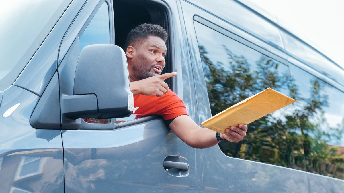 A 5:30 A.M. Knock at the Door: Sonoma County Scam Case Shows How Elder Fraud Has Moved From Phone Calls to Front Porches 1 Courier in a van delivering a package through the window on a sunny day.