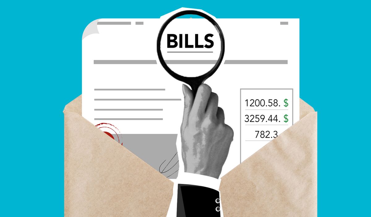 California Utility Bills Are Climbing Again as Summer Heat Threatens to Drive Costs Even Higher for Residents 1 Cutout paper composition of male with magnifier received expensive taxes and payments on blue background