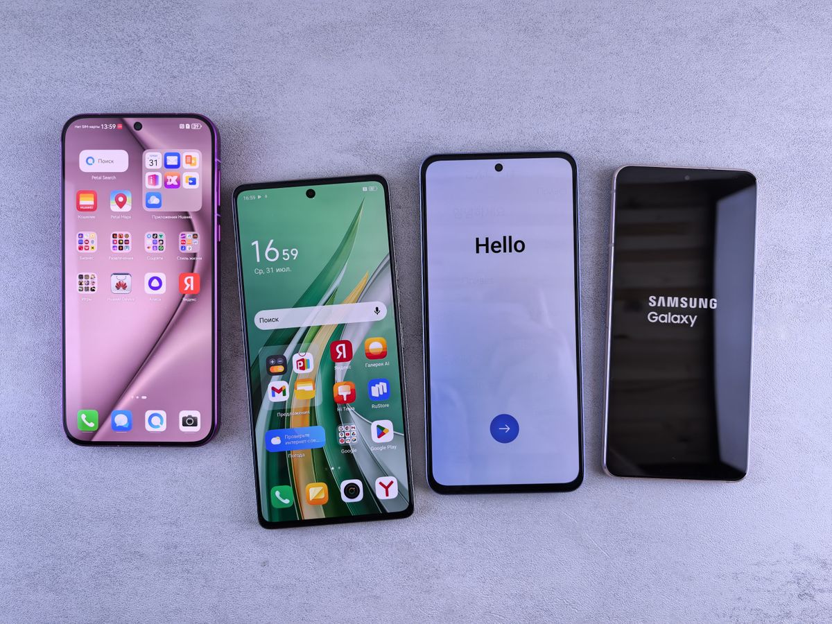 T-Mobile Ripped 8 Million Customers Into More Expensive Plans 2 Four modern smartphones showcasing home screens, applications, and startup logos on a sleek surface.