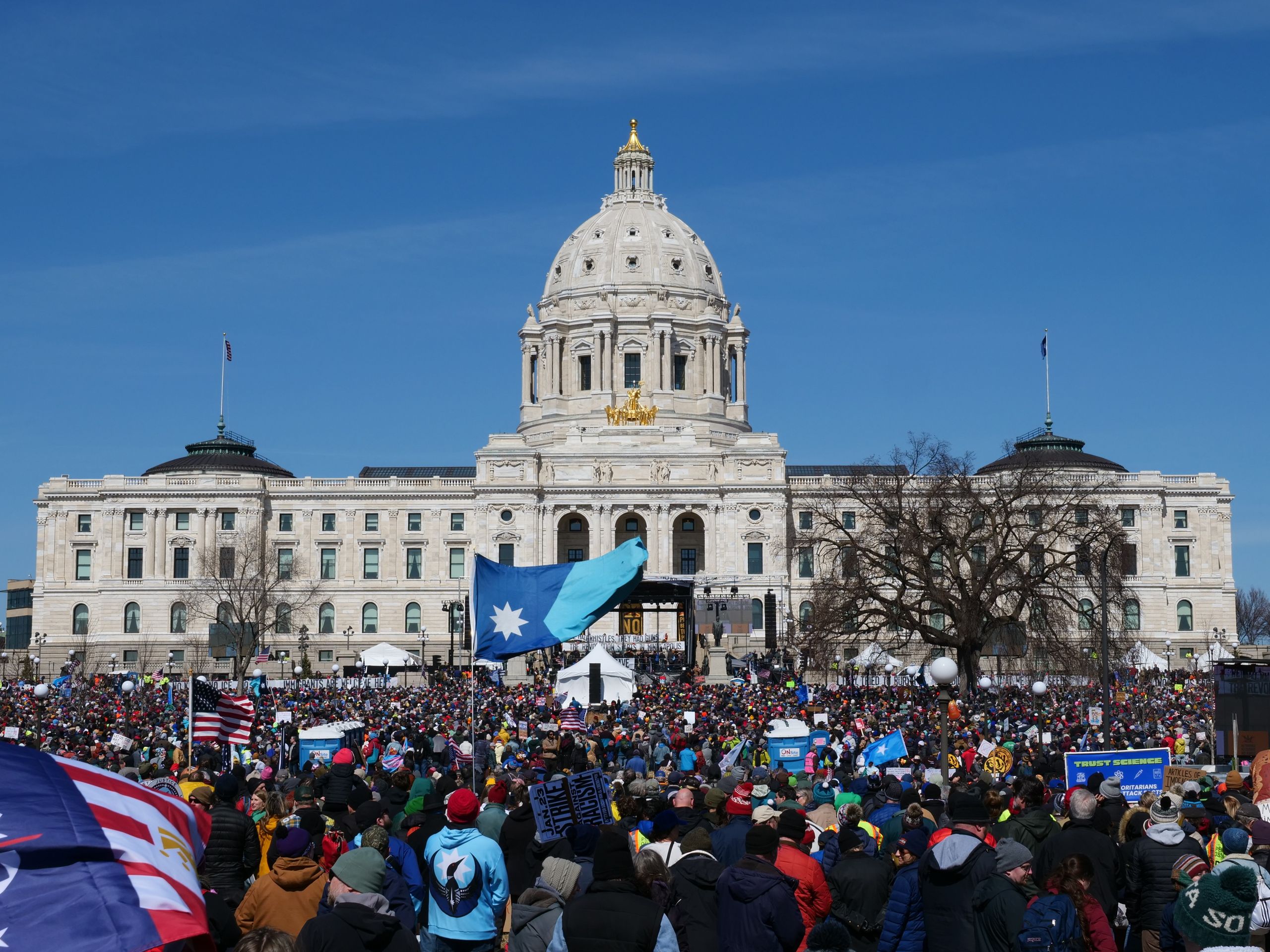 Hunter Biden Challenged Don Jr. to a Cage Fight. That Says More About America Than Either Family 1 Large crowd protesting at the Minnesota State Capitol in Saint Paul during spring day.