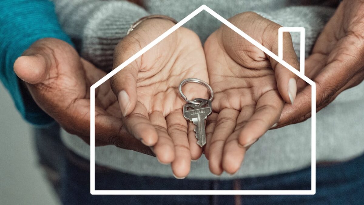 /a-picture-of-a-couple-s-hands-with-a-house-key-inside-a-house-illustration-