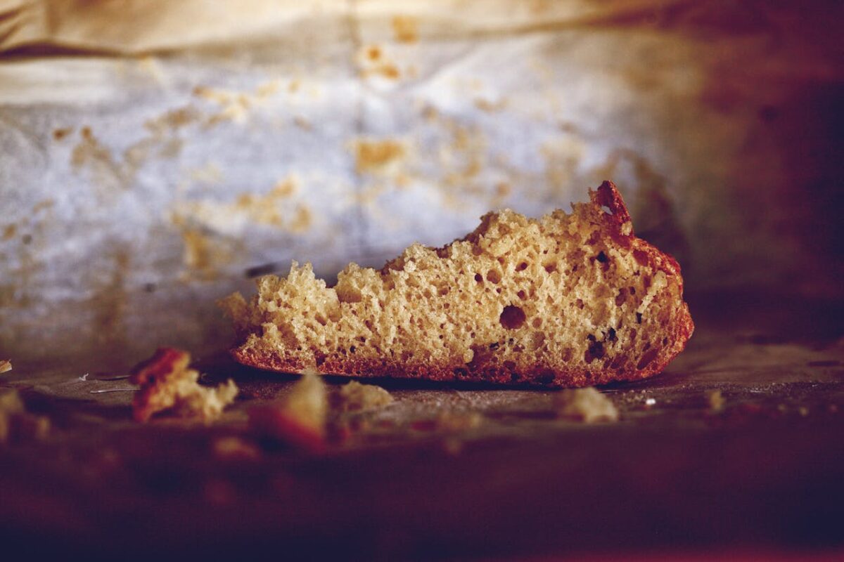 close-up-shot-of-a-brown-piece-of-bread-